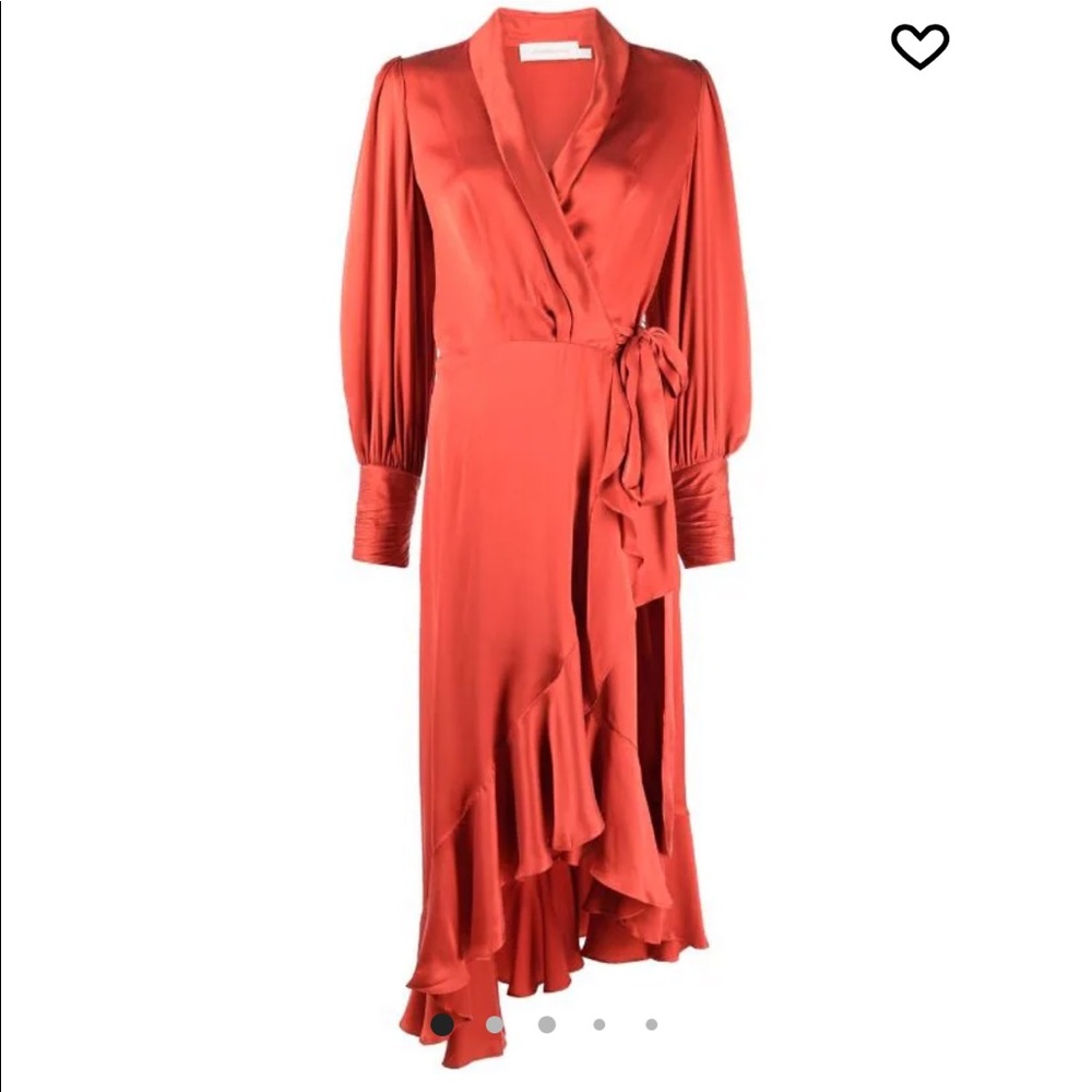 ZIMMERMANN balloon-sleeve silk wrap dress.  Zimmerman size 1 = to US size 6